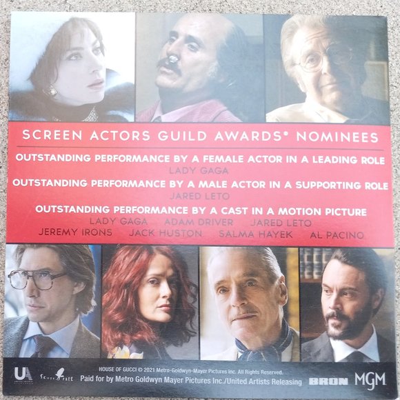 FOR YOUR CONSIDERATION - House of Gucci SAG DVD Screener Gaga, Leto, Cast - Picture 4 of 5